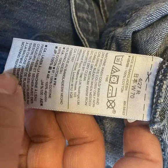 Gap Overalls Women 4/27R Denim Bib Medium Wash Pocket Slouchy Y2K Blue Wide Legs - Picture 6 of 13